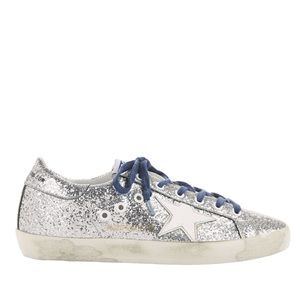 Golden Goose Superstar Silver Sparkle Sneakers